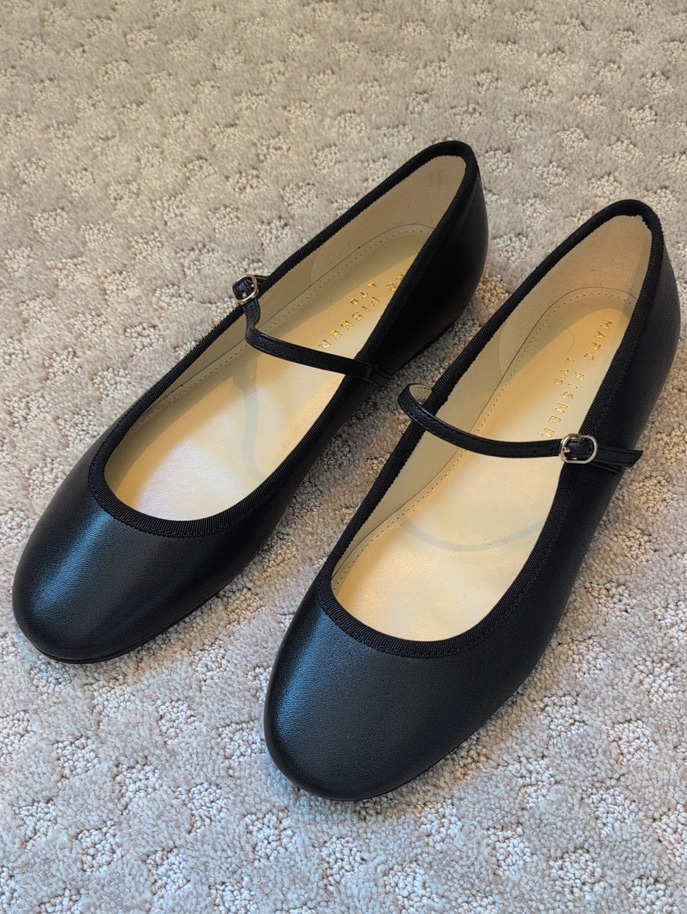 Mark Fisher Espina Leather Black Mary Jane Ballet Flat
